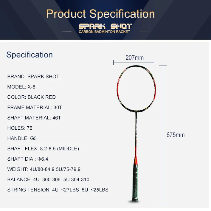 Raket Badminton Modulus Modulus Tinggi dengan aci 6.4mm: Kekuatan dan Ketepatan di setiap ayunan